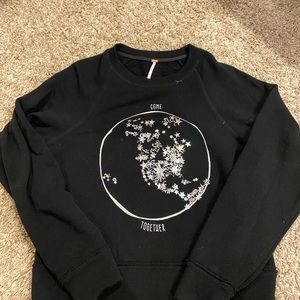 black free people sweater, embroidered, cute stars